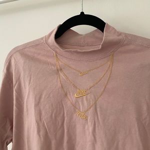 Nike pink chain long sleeve mock neck size small